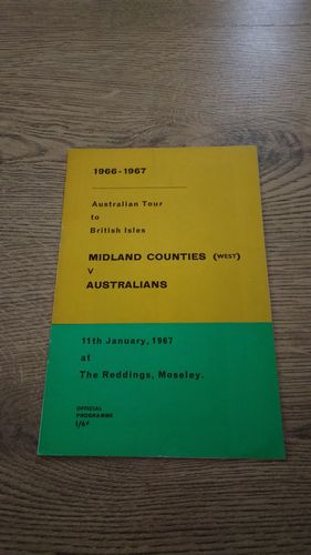 Midland Counties (West) v Australia 1967 Rugby Programme