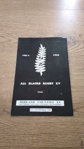 Midland Counties v New Zealand 1963 Rugby Programme