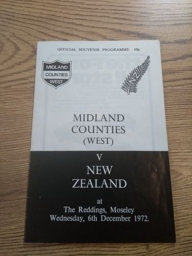 Midland Counties (West) v New Zealand 1972 Rugby Programme