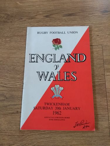 England v Wales 1962 Rugby Programme with Press Report