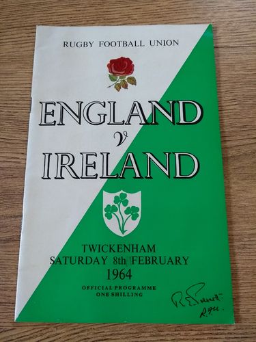 England v Ireland 1964 Rugby Programme