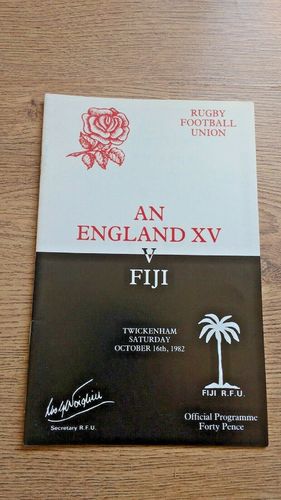 An England XV v Fiji 1982 Rugby Programme