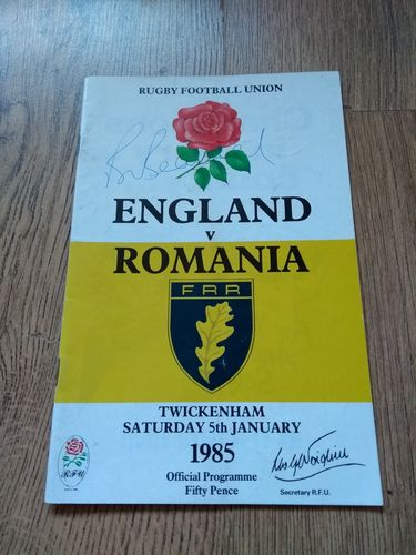 England v Romania 1985 Signed Rugby Programme