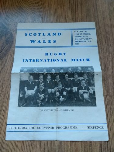 Scotland v Wales 1951 Souvenir Rugby Programme