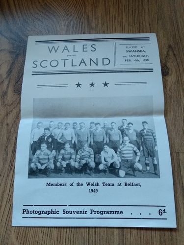 Wales v Scotland 1950 Souvenir Rugby Programme