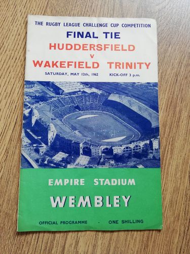 Huddersfield v Wakefield Challenge Cup Final 1962 Rugby League Programme