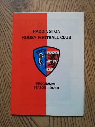Haddington v Royal High Oct 1992 Rugby Programme