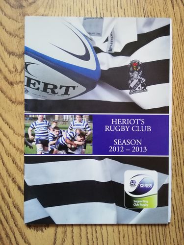 Heriot's FP v Edinburgh Academicals Sept 2012 Rugby Programme