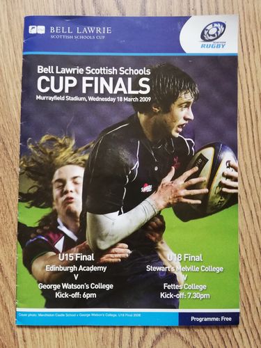 Stewart's Melville v Fettes 2009 Scottish Schools Cup Final Rugby Programme