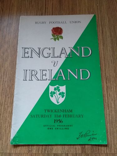 England v Ireland 1956 Rugby Programme