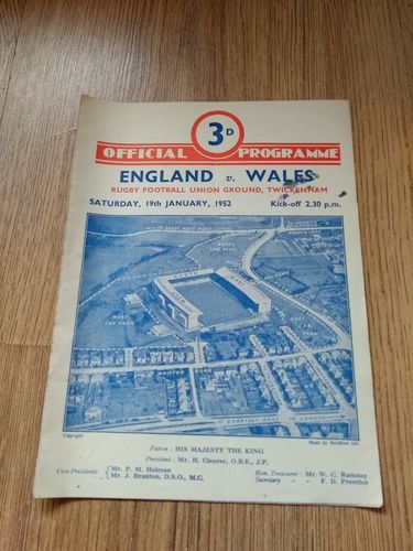 England v Wales 1952 Rugby Programme