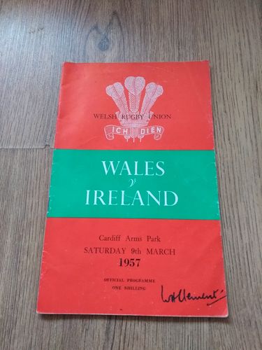 Wales v Ireland 1957 Rugby Programme