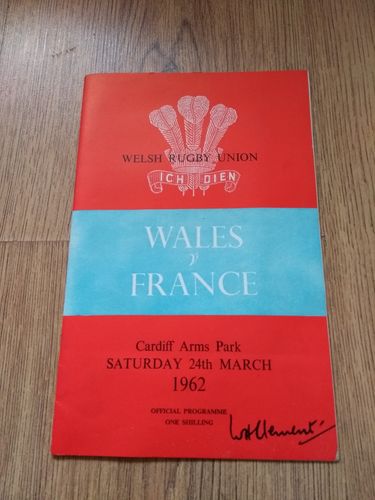 Wales v France 1962 Rugby Programme with Press Report