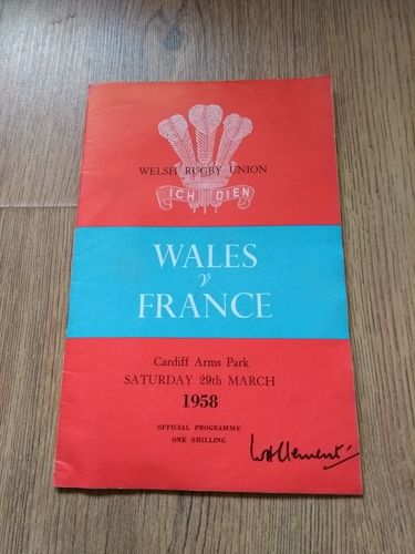 Wales v France 1958 Rugby Programme with Press Report