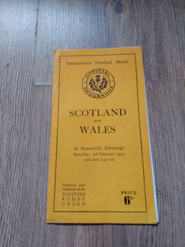 Scotland v Wales 1951 Rugby Programme with Press Report