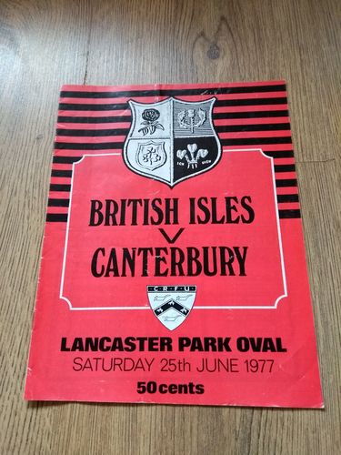 Canterbury v British Lions 1977 Rugby Programme