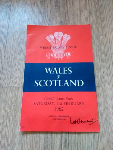 Wales v Scotland 1962 Rugby Programme with Press Report