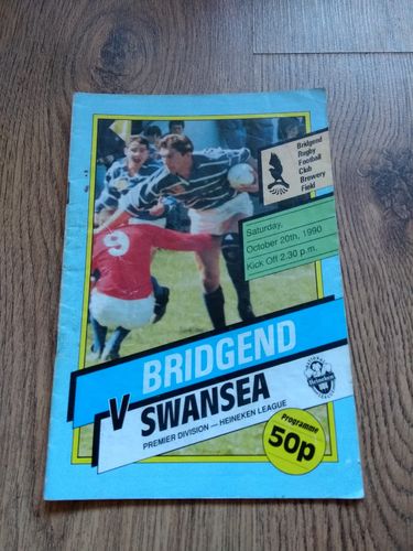 Bridgend v Swansea Oct 1990 Rugby Programme