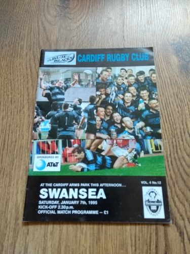 Cardiff v Swansea Jan 1995 Rugby Programme