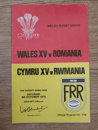 Wales v Romania 1979 Rugby Programme