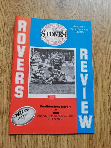 Featherstone v Hull Dec 1986 Rugby League Programme
