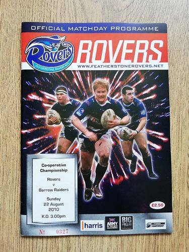 Featherstone v Barrow Aug 2010 Rugby League Programme