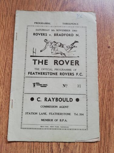 Featherstone v Bradford Nov 1960 RL Programme