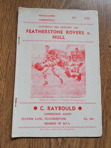 Featherstone v Hull Jan 1961 Rugby League Programme