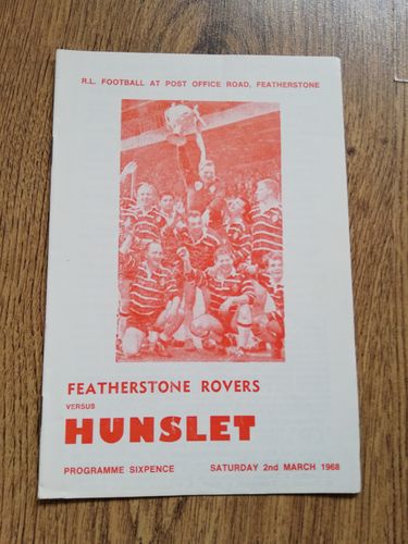Featherstone v Hunslet Mar 1968 Rugby League Programme