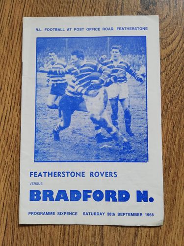 Featherstone v Bradford Northern Sept 1968 RL Programme
