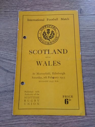 Scotland v Wales 1953 Rugby Programme