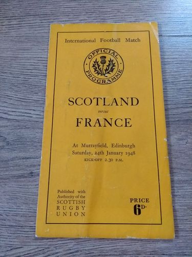 Scotland v France 1948 Rugby Programme