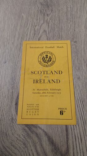 Scotland v Ireland 1953 Rugby Programme
