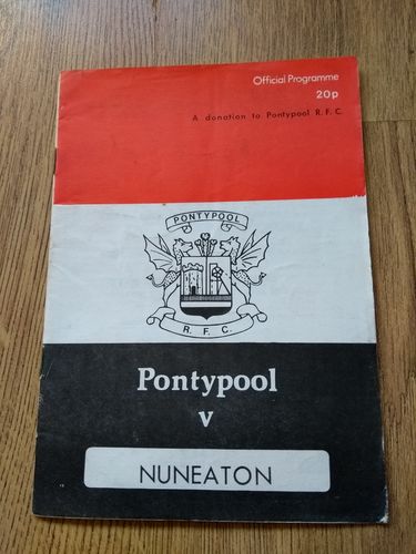 Pontypool v Nuneaton Apr 1983 Rugby Programme