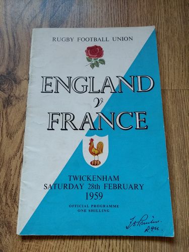 England v France 1959 Rugby Programme
