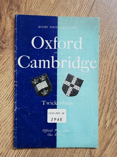 Oxford University v Cambridge University 1948 Rugby Programme