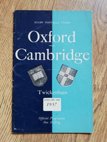 Oxford University v Cambridge University 1957 Rugby Programme