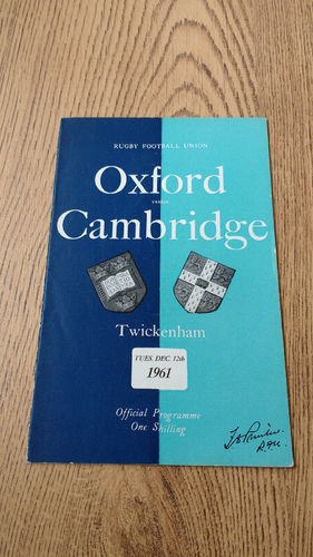 Oxford University v Cambridge University 1961 Rugby Programme