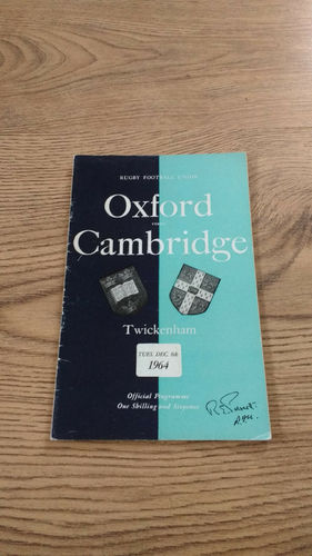Oxford University v Cambridge University 1964 Rugby Programme