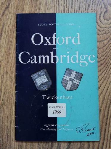 Oxford University v Cambridge University 1966 Rugby Programme