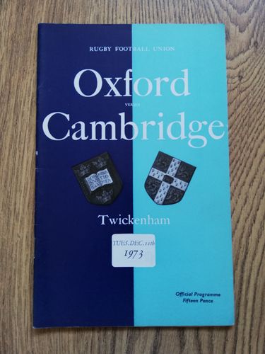 Oxford University v Cambridge University 1973 Rugby Programme with Press Report