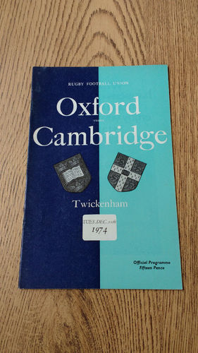 Oxford University v Cambridge University 1974 Rugby Programme