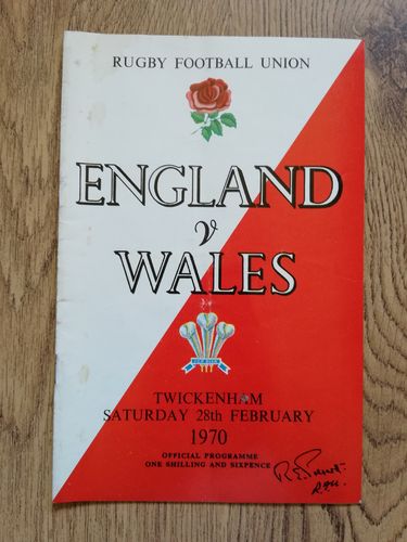 England v Wales 1970 Rugby Programme