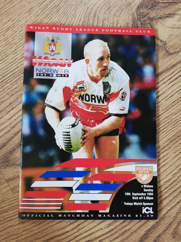 Wigan v Widnes Sept 1994 Rugby League Programme