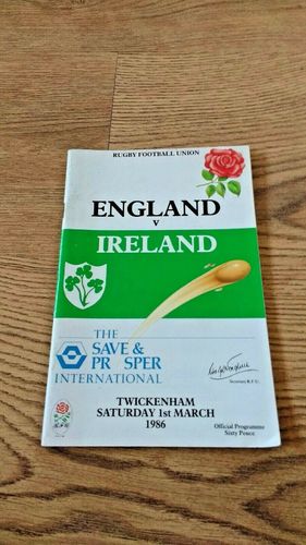 England v Ireland 1986 Rugby Programme