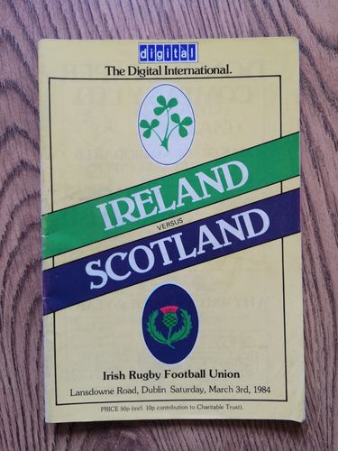 Ireland v Scotland 1984 Rugby Programme