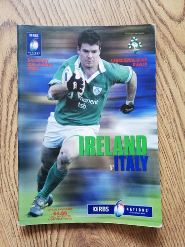 Ireland v Italy 2004 Rugby Programme