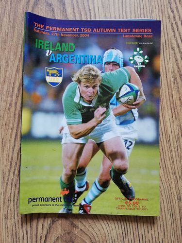 Ireland v Argentina 2004 Rugby Programme