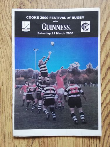 Cooke v Coleraine Mar 2000 Rugby Programme