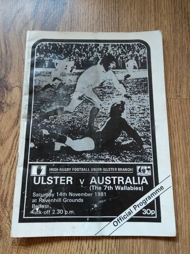 Ulster v Australia 1981 Rugby Programme
